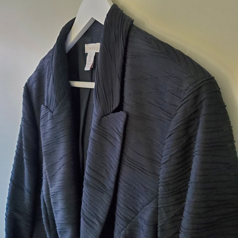 Chico's XL Modern Contemporary Whimsigoth Romantic Illusion Sleeve Blazer - Picture 6 of 14